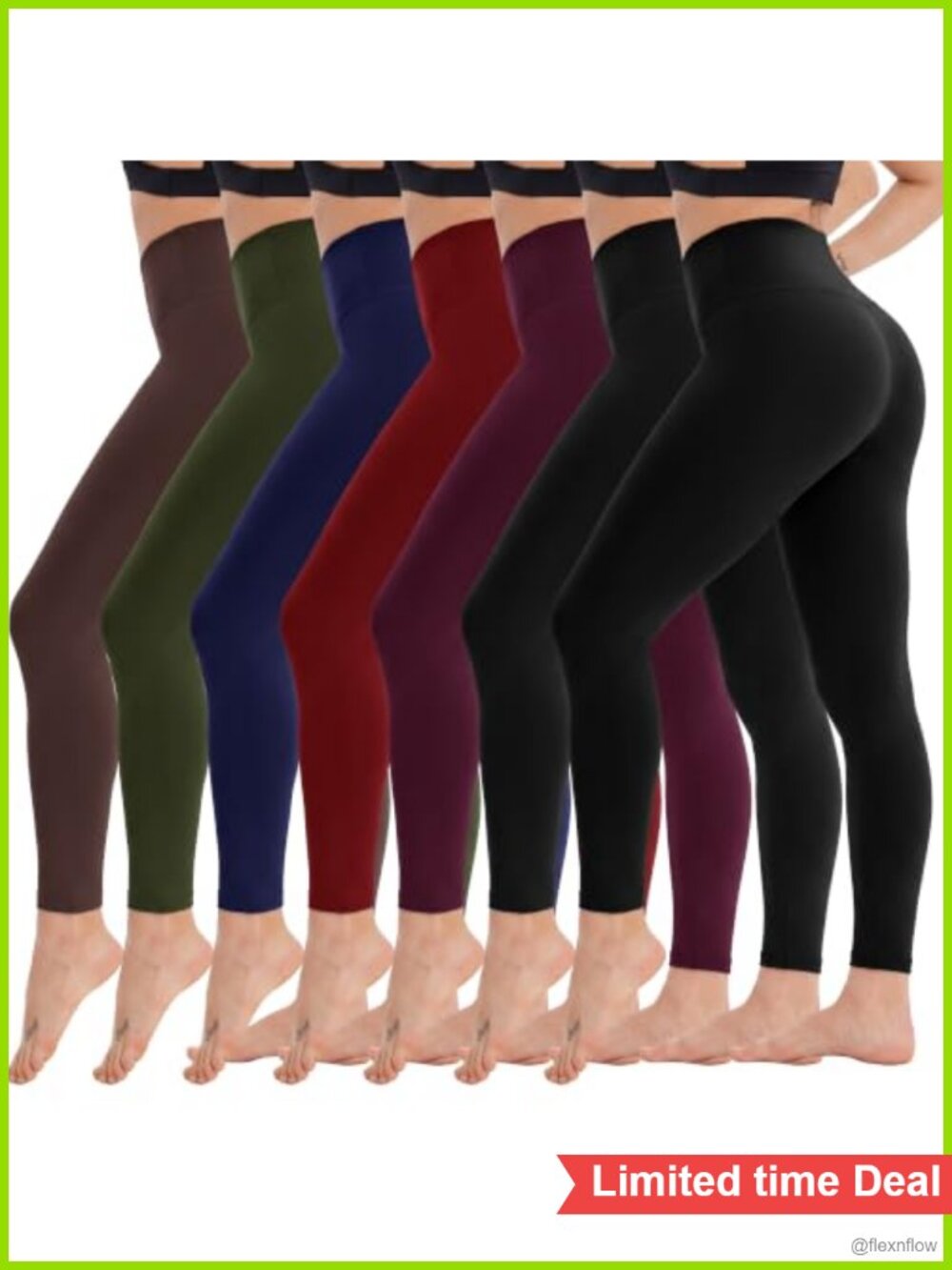 7 Pack High Waisted Yoga Leggings with Pockets for Women